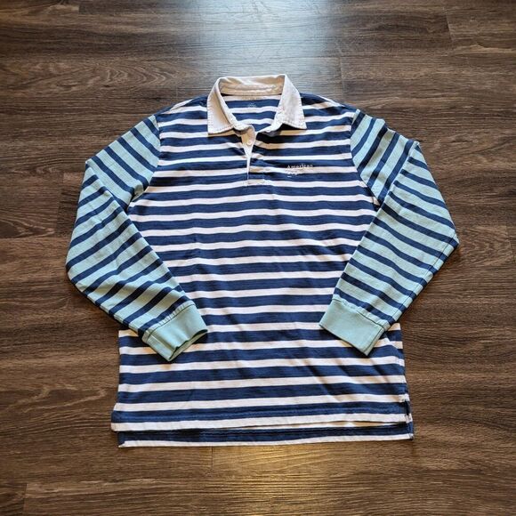 American Eagle Outfitters Standard Fit Long Sleeved Striped Polo Mens Size Large - Picture 1 of 7